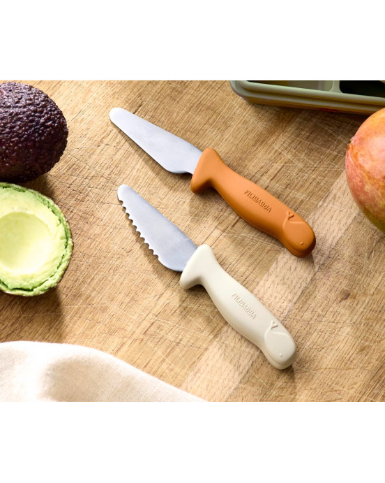 Filibabba Beginner’s Cutting Knives 2 Pack Pumpkin & Off White