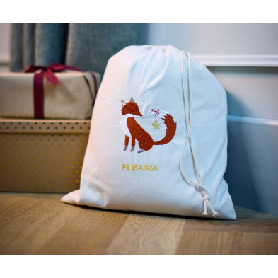 Filibabba Embroidered Gift Bag GOTS – Wonderful Winter – Fox