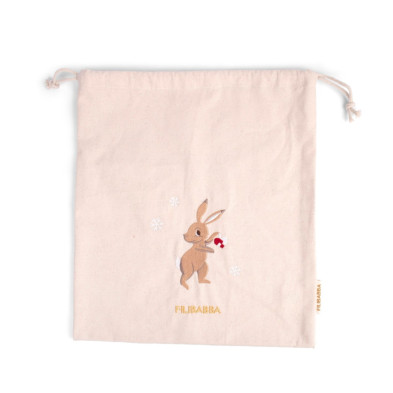 Filibabba Embroidered Gift Bag GOTS – Wonderful Winter Mountain – Hare