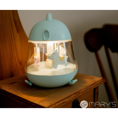 Mary’s Παιδικό Φωτάκι Νυκτός RGB Μουσικό Κουτί Καρουζέλ με Αλογάκια Μπλε