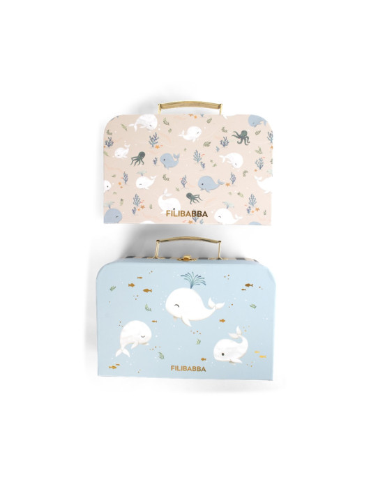 Filibabba Suitcase Set for Play and Storage 2 Pack – Christian’s Whale Tales