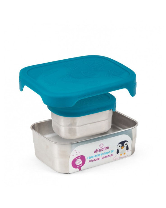 AFFENZAHN. Σετ από 2 ανοξείδωτα τάπερ φαγητού (πετρόλ)
