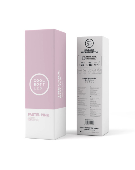 COOL BOTTLES. Ανοξείδωτο μπουκάλι-θερμός Απαλό Ροζ 500ml