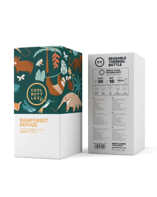 COOL BOTTLES. Ανοξείδωτο παιδικό παγούρι Τροπικό Δάσος 350ml