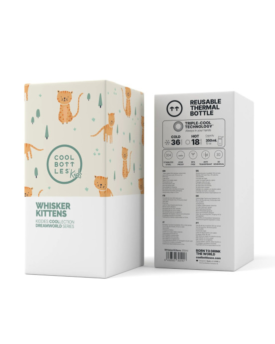 COOL BOTTLES. Ανοξείδωτο παιδικό παγούρι Γατούλες 350ml