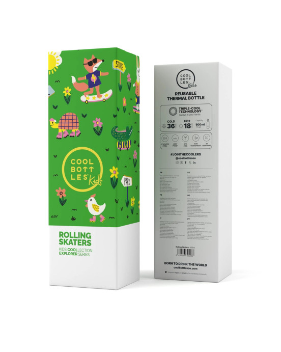 COOL BOTTLES. Ανοξείδωτο παιδικό μπουκάλι Rolling Skaters 500ml