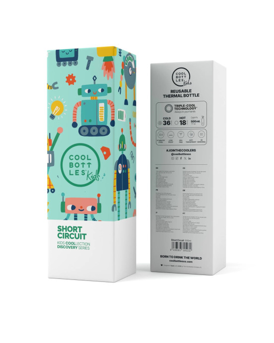 COOL BOTTLES. Ανοξείδωτο παιδικό μπουκάλι Short Circuit 500ml