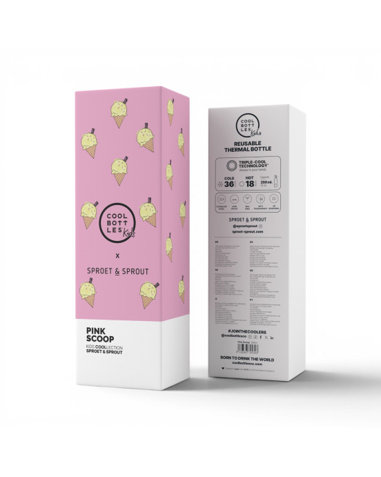 COOL BOTTLES. Ανοξείδωτο παιδικό μπουκάλι Pink Scoop 350ml