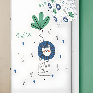 COZYKIDS. Σετ κλινοσκέπασμα + σεντόνι με λάστιχο (ενωμένα με φερμουάρ) Λιοντάρι 90x200