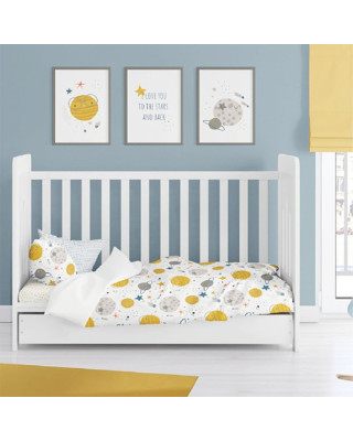COZYKIDS. Σετ κλινοσκέπασμα + σεντόνι με λάστιχο (ενωμένα με φερμουάρ) Διάστημα 70x140