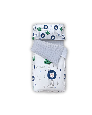 COZYKIDS. Σετ κλινοσκέπασμα + σεντόνι με λάστιχο (ενωμένα με φερμουάρ) Λιοντάρι 70x140