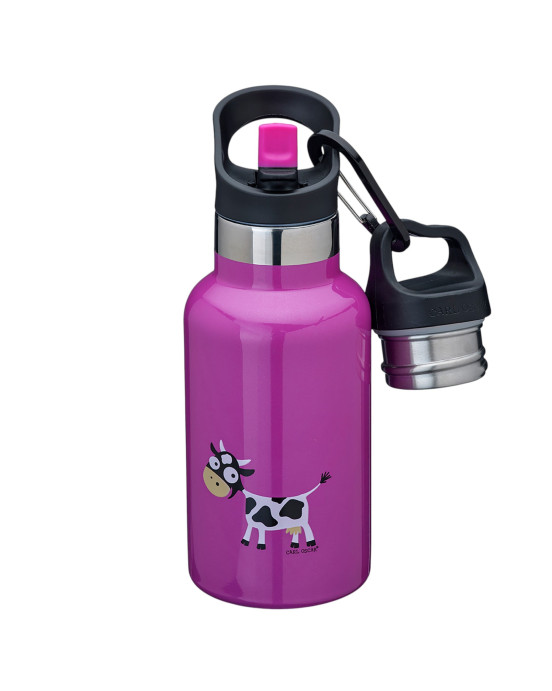 CARL OSCAR. Ανοξείδωτο μπουκάλι θερμός 350ml TEMPflask Αγελάδα - Μωβ