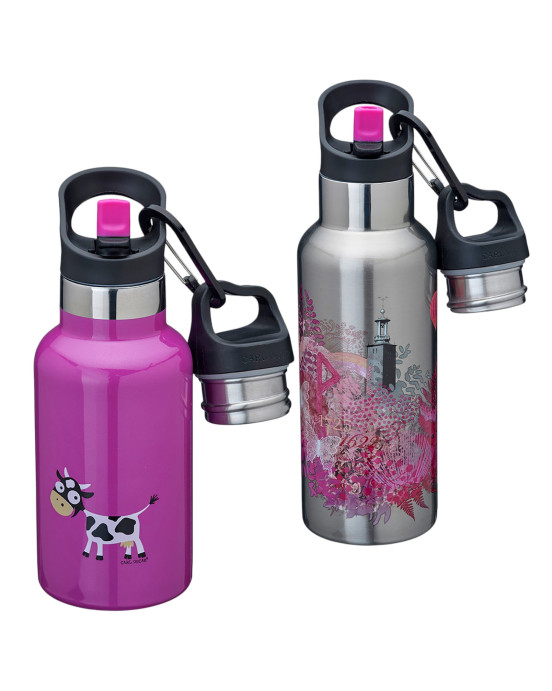 CARL OSCAR. Ανοξείδωτο μπουκάλι θερμός 350ml TEMPflask Αγελάδα - Μωβ