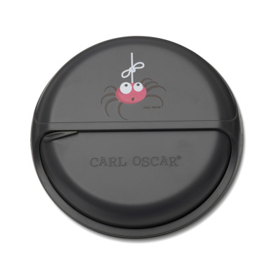 CARL OSCAR. Φαγητοδοχείο στρογγυλό με θήκες O15εκ. SnackDISC™ Αράχνη - Γκρι