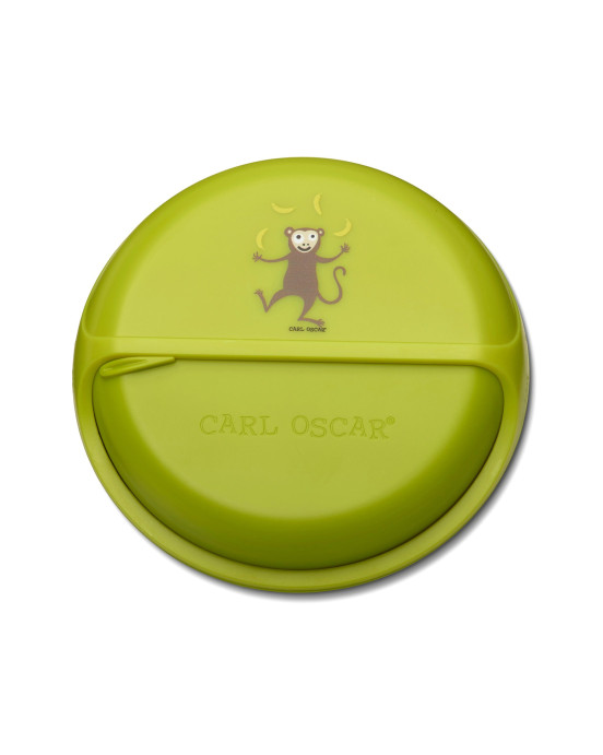 CARL OSCAR. Φαγητοδοχείο στρογγυλό με θήκες O15εκ. SnackDISC™ Μαϊμού - Λάιμ