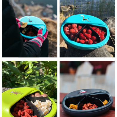 CARL OSCAR. Φαγητοδοχείο στρογγυλό με θήκες O15εκ. SnackDISC™ Μαϊμού - Λάιμ