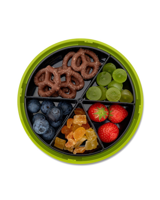 CARL OSCAR. Φαγητοδοχείο στρογγυλό με θήκες O15εκ. SnackDISC™ Μαϊμού - Λάιμ