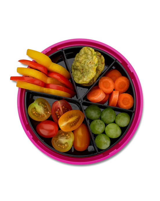 CARL OSCAR. Φαγητοδοχείο στρογγυλό με θήκες O15εκ. SnackDISC™ Αγελάδα - Μωβ