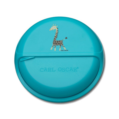 CARL OSCAR. Φαγητοδοχείο στρογγυλό με θήκες O15εκ. SnackDISC™ Καμηλοπάρδαλη - Τιρκουάζ