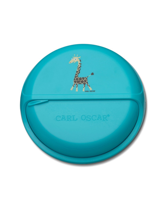 CARL OSCAR. Φαγητοδοχείο στρογγυλό με θήκες O15εκ. SnackDISC™ Καμηλοπάρδαλη - Τιρκουάζ