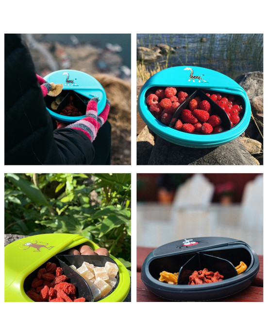 CARL OSCAR. Φαγητοδοχείο στρογγυλό με θήκες O15εκ. SnackDISC™ Καμηλοπάρδαλη - Τιρκουάζ