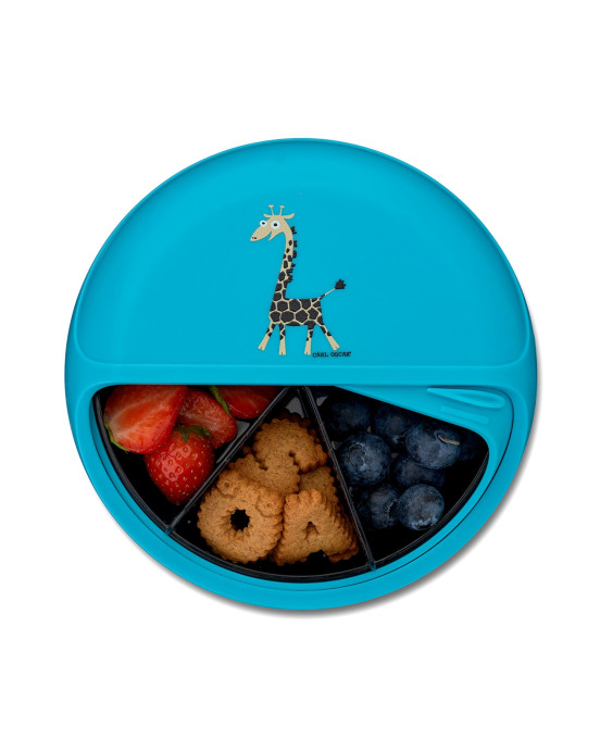CARL OSCAR. Φαγητοδοχείο στρογγυλό με θήκες O15εκ. SnackDISC™ Καμηλοπάρδαλη - Τιρκουάζ