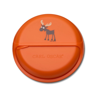 CARL OSCAR. Φαγητοδοχείο στρογγυλό με θήκες O15εκ. SnackDISC™ Τάρανδος - Πορτοκαλί