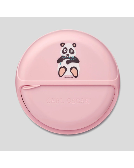 CARL OSCAR. Φαγητοδοχείο στρογγυλό με θήκες O15εκ. SnackDISC™ Πάντα - Ροζ