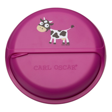 CARL OSCAR. Φαγητοδοχείο στρογγυλό με θήκες O18εκ. BentoDISC™ Αγελάδα - Μωβ