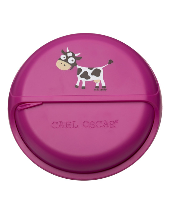 CARL OSCAR. Φαγητοδοχείο στρογγυλό με θήκες O18εκ. BentoDISC™ Αγελάδα - Μωβ
