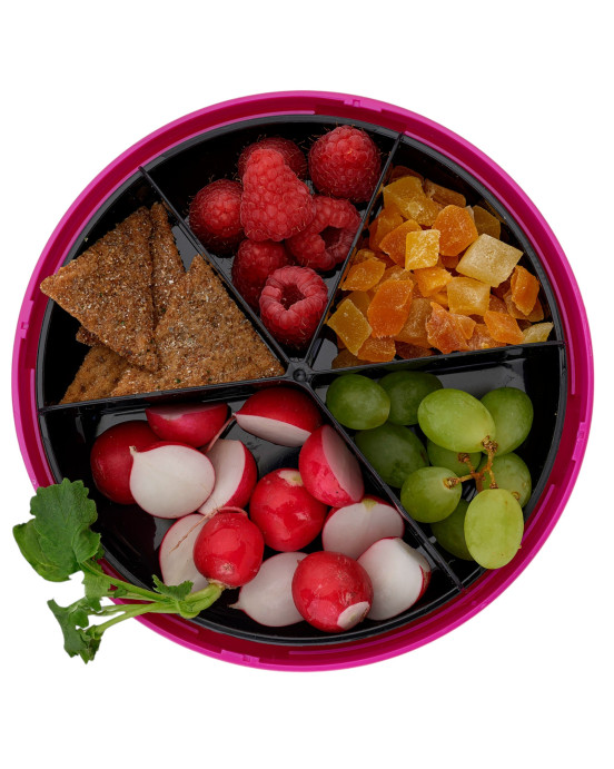 CARL OSCAR. Φαγητοδοχείο στρογγυλό με θήκες O18εκ. BentoDISC™ Αγελάδα - Μωβ