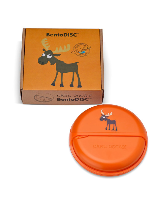 CARL OSCAR. Φαγητοδοχείο στρογγυλό με θήκες O18εκ. BentoDISC™ Τάρανδος - Πορτοκαλί