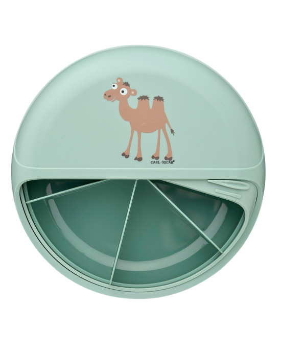 CARL OSCAR. Φαγητοδοχείο στρογγυλό με θήκες O18εκ. BentoDISC Καμήλα - Πράσινο
