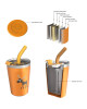 CARL OSCAR. Ανοξείδωτο ποτήρι θερμός (tumbler) 250ml Τάρανδος - Πορτοκαλί
