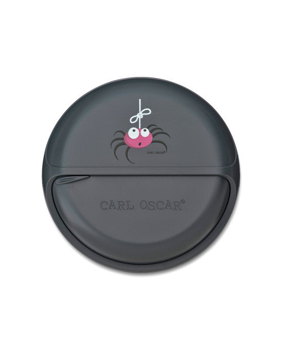 CARL OSCAR. Φαγητοδοχείο στρογγυλό με θήκες O12εκ. MiniDISC Αράχνη - Γκρι