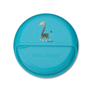 CARL OSCAR. Φαγητοδοχείο στρογγυλό με θήκες O12εκ. MiniDISC Καμηλοπάρδαλη -Τιρκουάζ