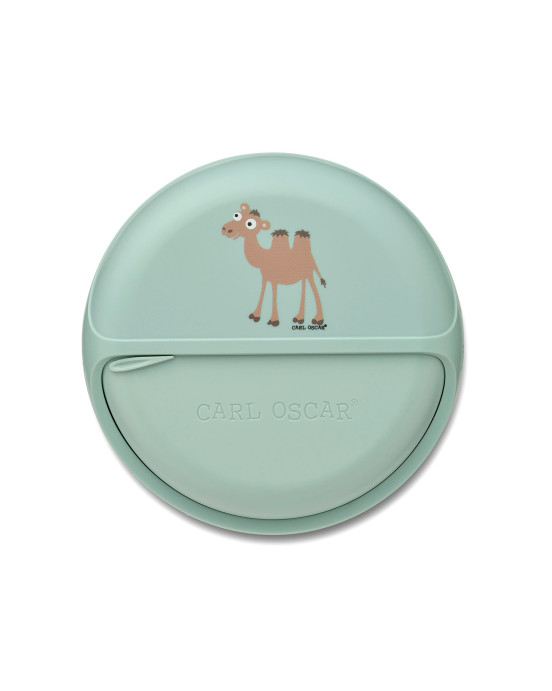 CARL OSCAR. Φαγητοδοχείο στρογγυλό με θήκες O12εκ. MiniDISC Καμήλα - Πράσινο