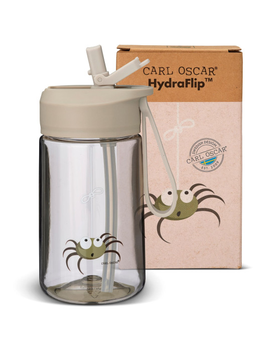CARL OSCAR. Παιδικό μπουκάλι 400ml HydraFlip Αράχνη - Γκρι