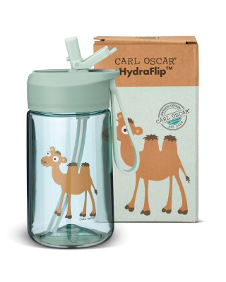 CARL OSCAR. Παιδικό μπουκάλι 400ml HydraFlip Καμήλα - Πράσινο