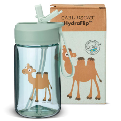 CARL OSCAR. Παιδικό μπουκάλι 400ml HydraFlip Καμήλα - Πράσινο