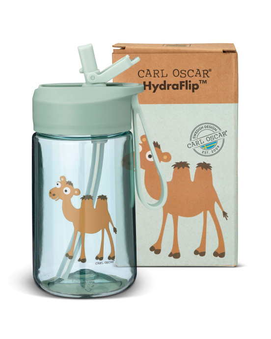CARL OSCAR. Παιδικό μπουκάλι 400ml HydraFlip Καμήλα - Πράσινο
