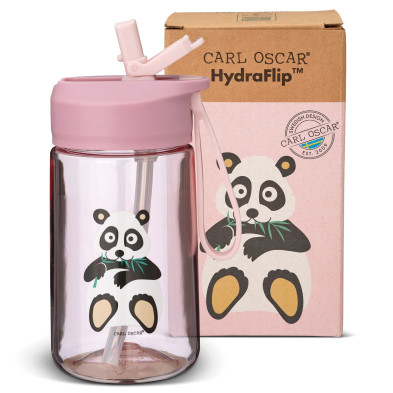 CARL OSCAR. Παιδικό μπουκάλι 400ml HydraFlip Πάντα - Ροζ