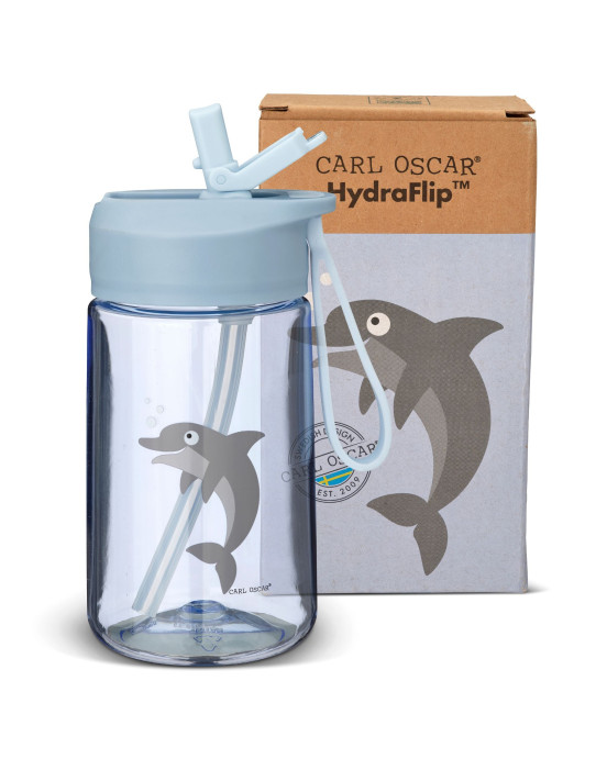 CARL OSCAR. Παιδικό μπουκάλι 400ml HydraFlip Δελφίνι - Μπλε