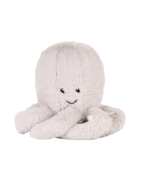 FLOW. Υφασμάτινο χταπόδι Olly με λευκούς ήχους & μουσική (απαλό γκρι)