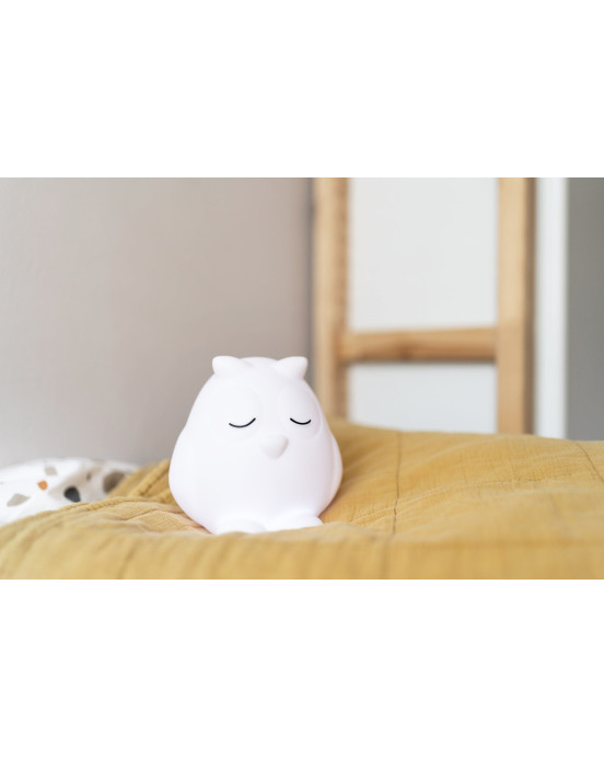 FLOW. Επιτοίχιο φωτιστικό νυχτός Κουκουβάγια Oscar (λευκό-γκρι)