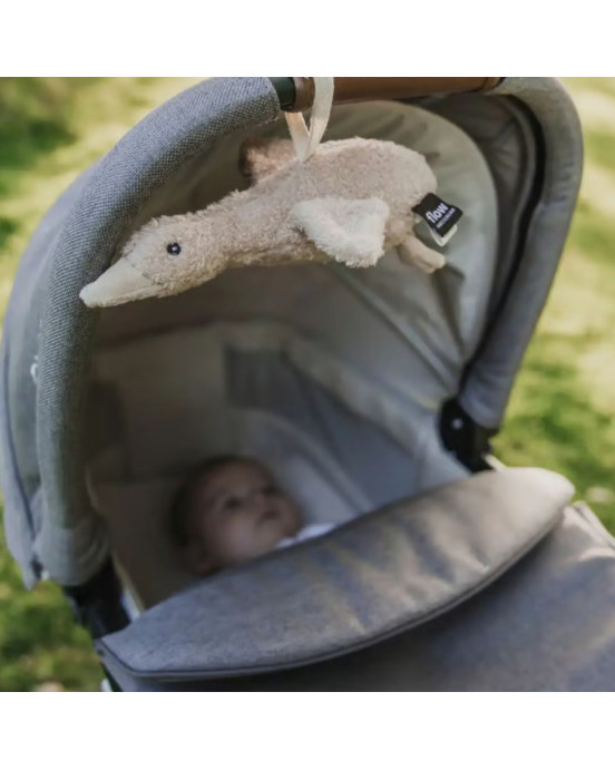 FLOW. Υφασμάτινη χήνα Liva με λευκούς ήχους για καρότσι (μπεζ απαλό)