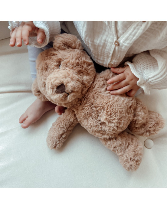 FLOW. Υφασμάτινο αρκουδάκι Lou με λευκούς ήχους & μουσική - επαναφορτιζόμενο (καφέ)