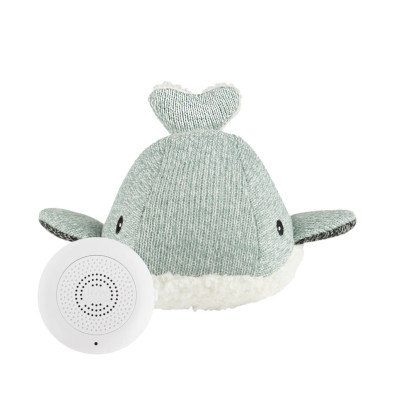 FLOW. Υφασμάτινη φάλαινα Moby με λευκούς ήχους & μουσική - επαναφορτιζόμενο (απαλό πράσινο)