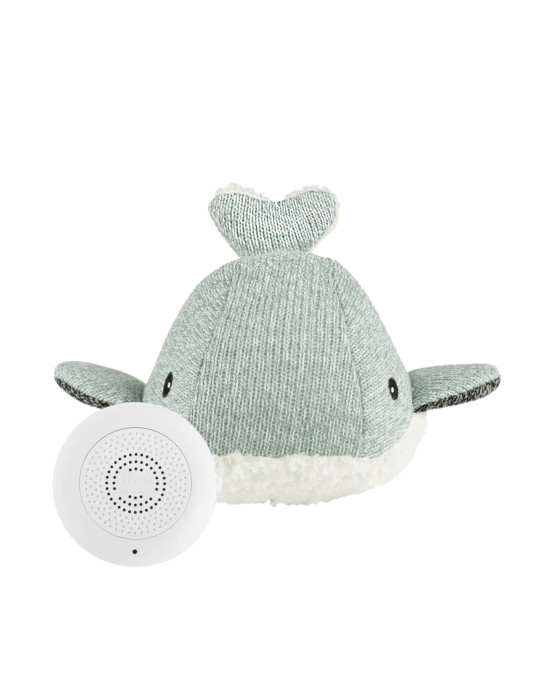 FLOW. Υφασμάτινη φάλαινα Moby με λευκούς ήχους & μουσική - επαναφορτιζόμενο (απαλό πράσινο)