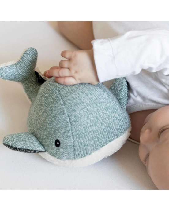 FLOW. Υφασμάτινη φάλαινα Moby με λευκούς ήχους & μουσική - επαναφορτιζόμενο (απαλό πράσινο)